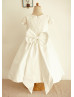 Cap Sleeves Ivory Lace Cotton Wedding Flower Girl Dress